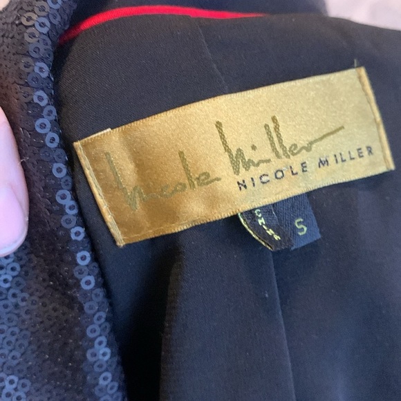 Nicole Miller Black Sequin Blazer size S classic elegant cocktail holiday - Picture 6 of 13